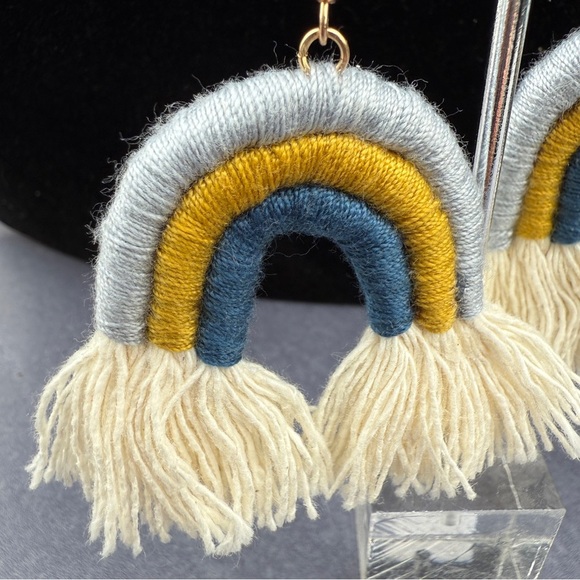 Macrame Colorful Rainbow Tassel Earrings - Picture 6 of 9